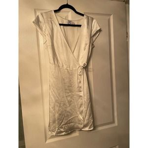 Satin White Wrap Dress